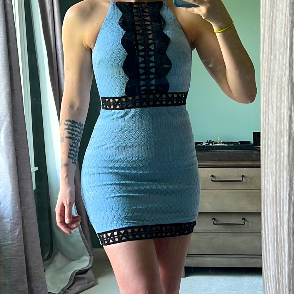 Black and Blue Mini dress! Size 2 NWT